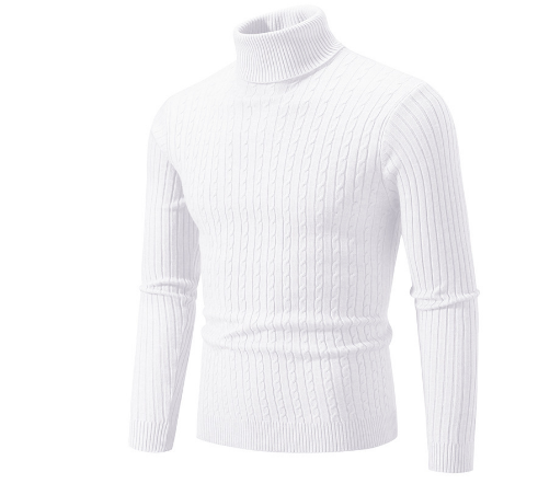 Cevori Slim Fit Wool Cable Knit Turtleneck Jumper