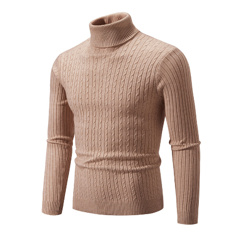 Cevori Slim Fit Wool Cable Knit Turtleneck Jumper