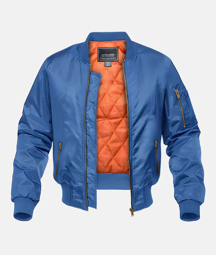 Men’s Shiny Nylon Classic Bomber Jacket