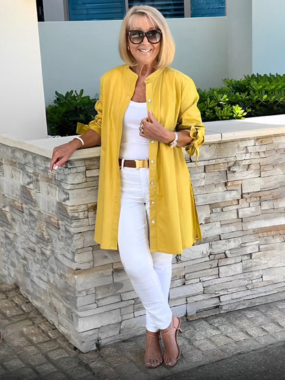 Qavina Shirt | Women's Spring Longline Button-Down Shirt