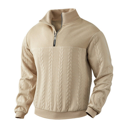 Quarter Zip Sweater - Knit Blend Zipper Neck And Air Flow