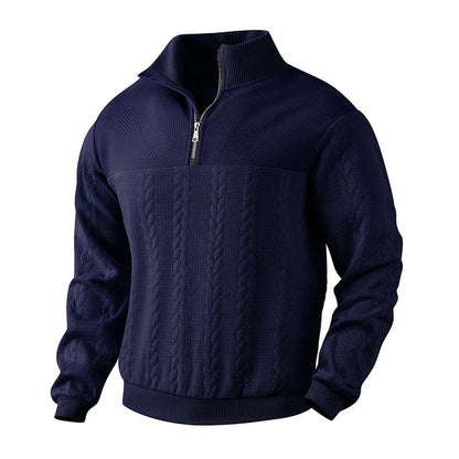 Quarter Zip Sweater - Knit Blend Zipper Neck And Air Flow