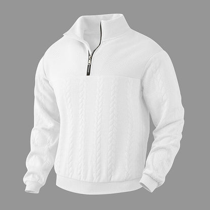 Quarter Zip Sweater - Knit Blend Zipper Neck And Air Flow