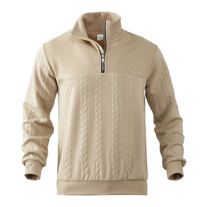 Quarter Zip Sweater - Knit Blend Zipper Neck And Air Flow