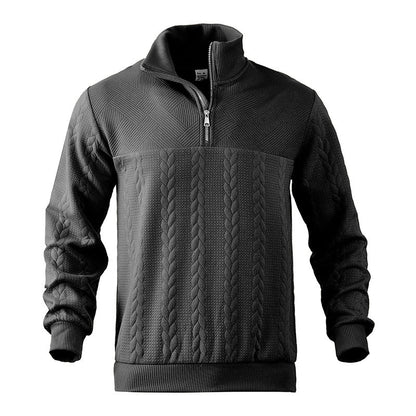 Quarter Zip Sweater - Knit Blend Zipper Neck And Air Flow