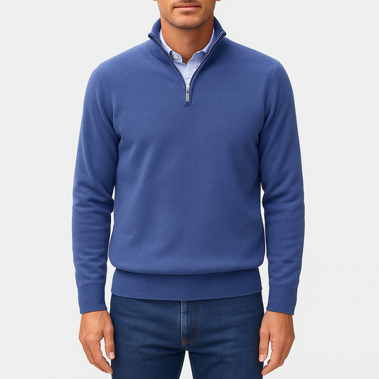 Quarter Zip Sweater - Lightweight Knit And Slim Shape