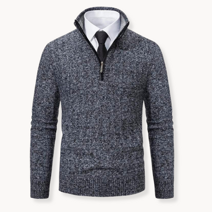 Quarter Zip Sweater – Performance Blend and Ribbed Edges