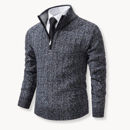 Quarter Zip Sweater – Performance Blend and Ribbed Edges