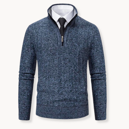 Quarter Zip Sweater – Performance Blend and Ribbed Edges