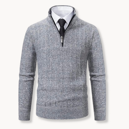 Quarter Zip Sweater – Performance Blend and Ribbed Edges