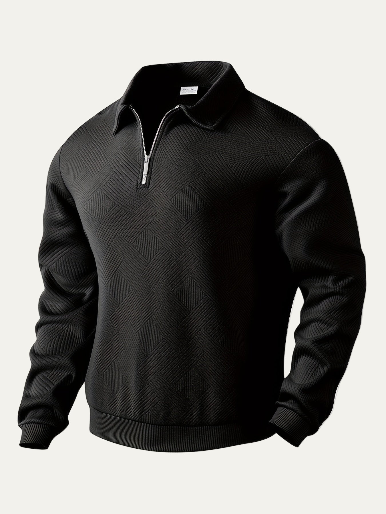Men’s Textured Collared Quarter Zip Polo Sweater