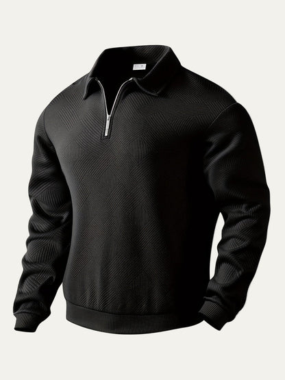 Men’s Textured Collared Quarter Zip Polo Sweater