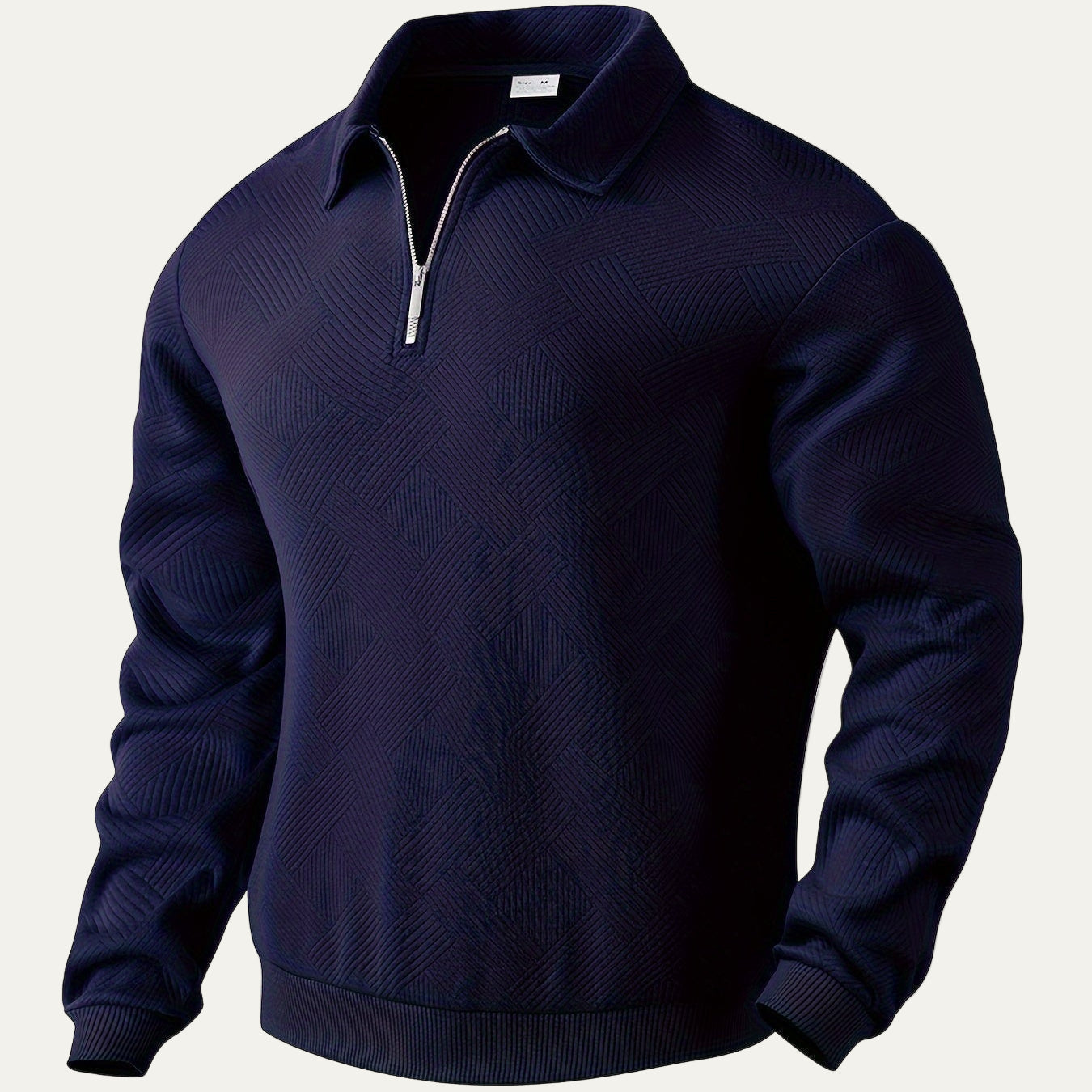 Men’s Textured Collared Quarter Zip Polo Sweater