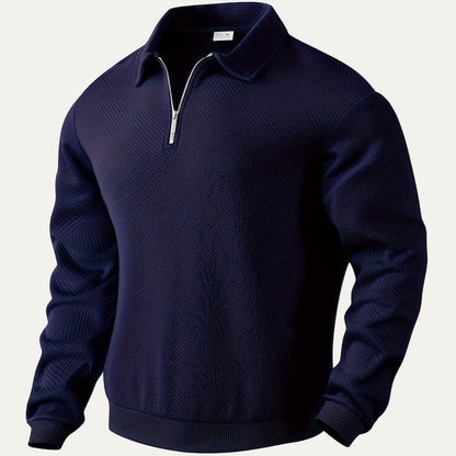 Men’s Textured Collared Quarter Zip Polo Sweater
