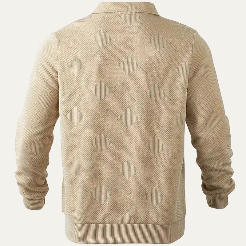 Men’s Textured Collared Quarter Zip Polo Sweater
