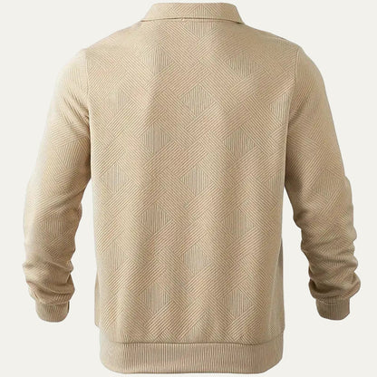 Men’s Textured Collared Quarter Zip Polo Sweater