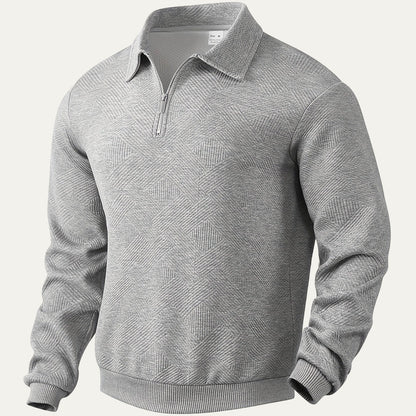 Men’s Textured Collared Quarter Zip Polo Sweater