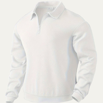 Men’s Textured Collared Quarter Zip Polo Sweater