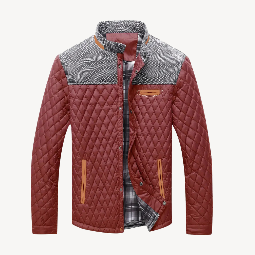 Men’s Color Block Knit Yoke Quilted Jacket