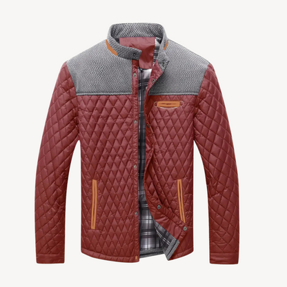 Men’s Color Block Knit Yoke Quilted Jacket