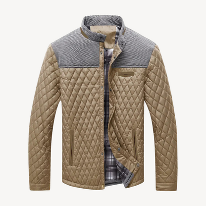 Men’s Color Block Knit Yoke Quilted Jacket