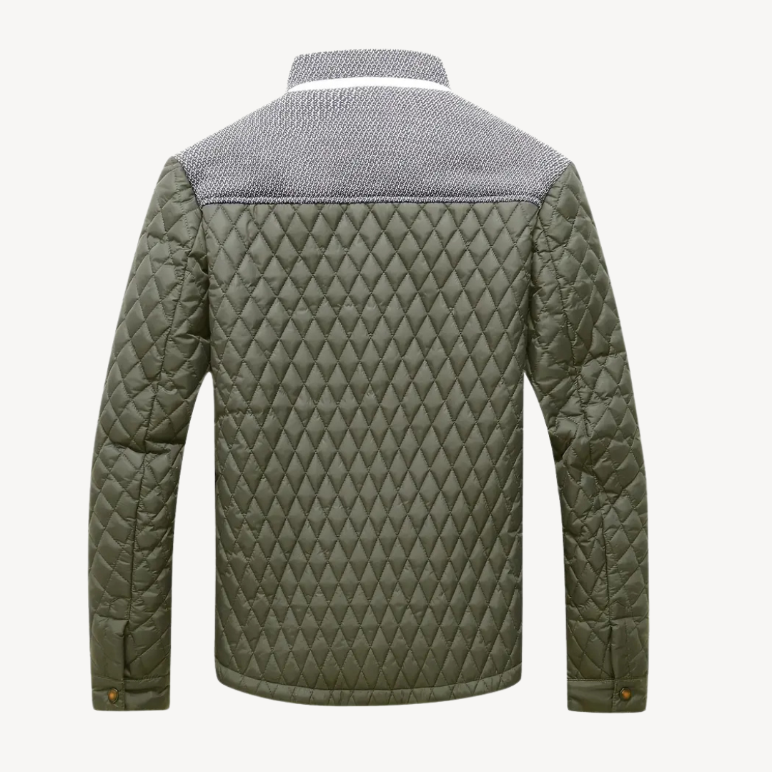 Men’s Color Block Knit Yoke Quilted Jacket