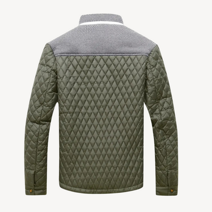 Men’s Color Block Knit Yoke Quilted Jacket