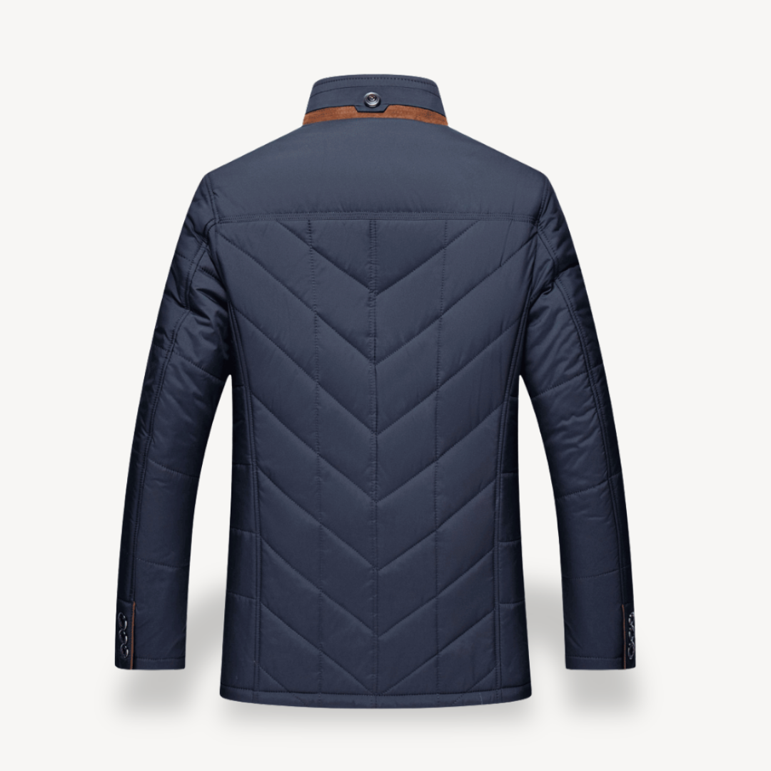 Men’s Chevron Quilted Fur Trim Coat