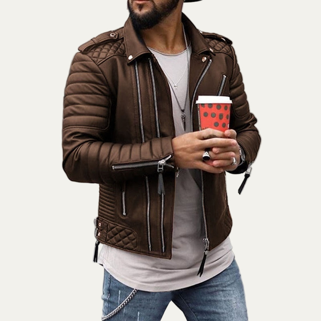 Men’s Quilted Leather Biker Jacket