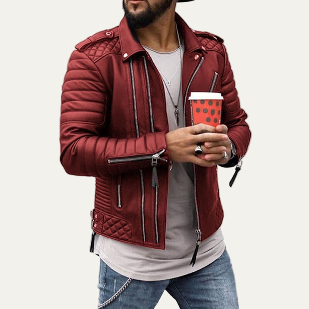 Men’s Quilted Leather Biker Jacket