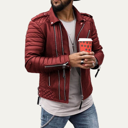 Men’s Quilted Leather Biker Jacket