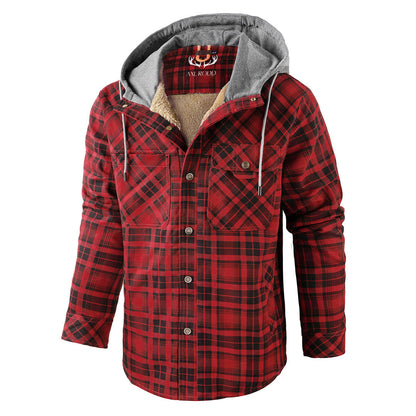 Men’s Hooded Plaid Fleece Lined Shacket