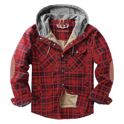 Men’s Hooded Plaid Fleece Lined Shacket