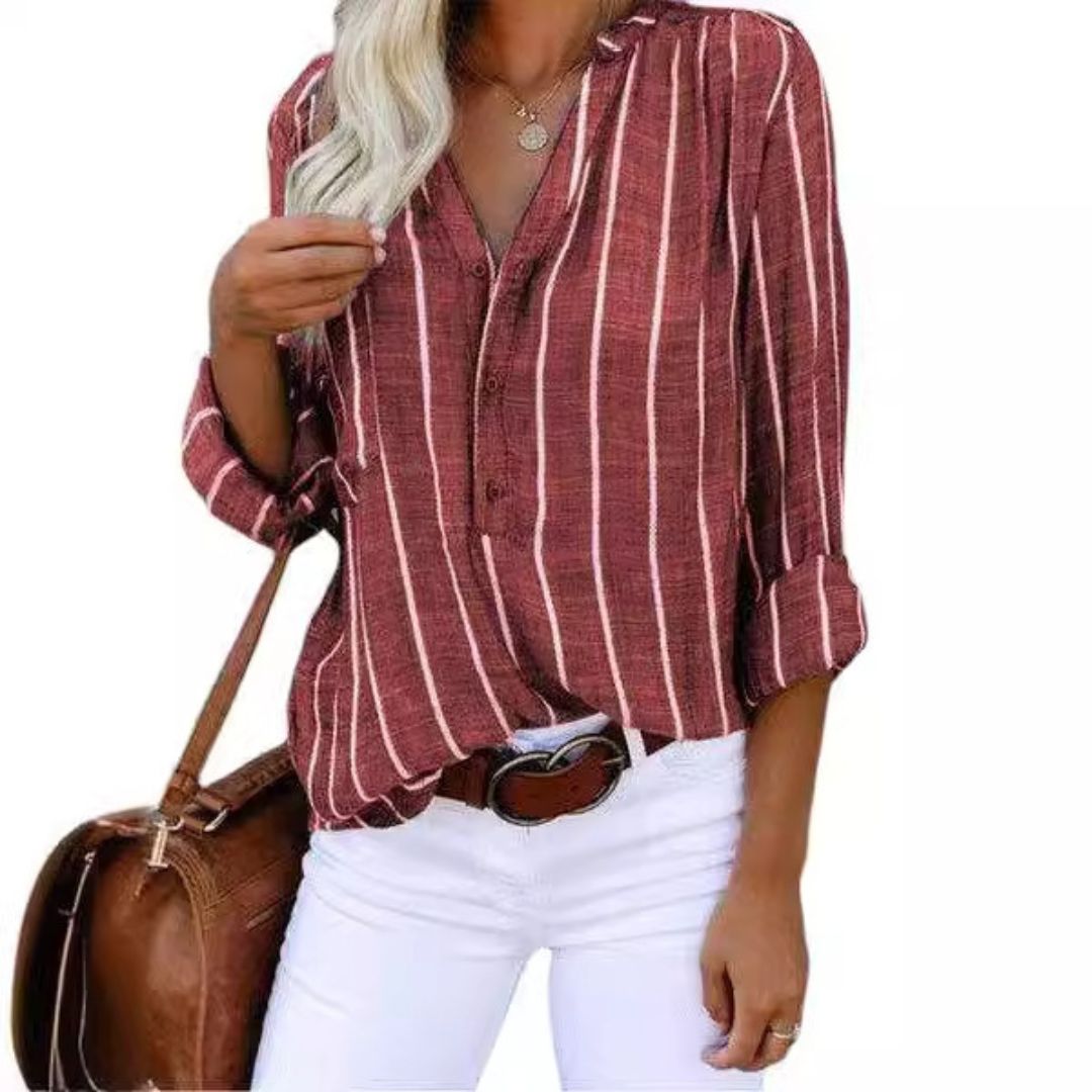 Cotton Blend Striped Shirt Women