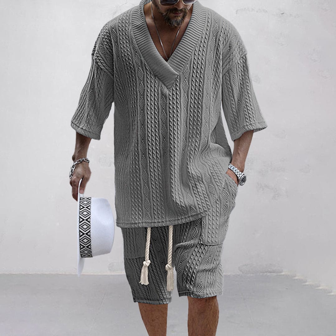 Comfy Knit Shirt and Shorts Set for Summer - BritishElegance