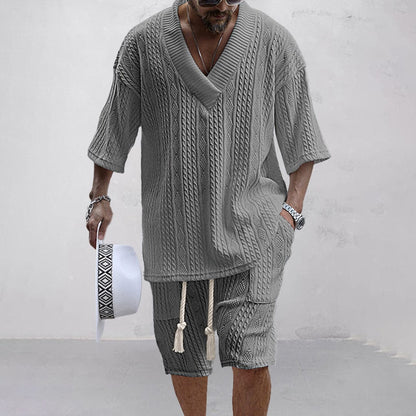 Comfy Knit Shirt and Shorts Set for Summer - BritishElegance