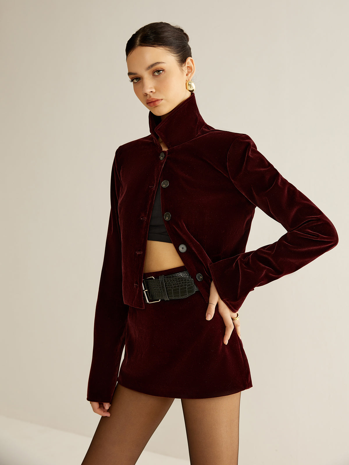 Raquel | Women's Velvet Short Lapel Blazer for Formal Wear