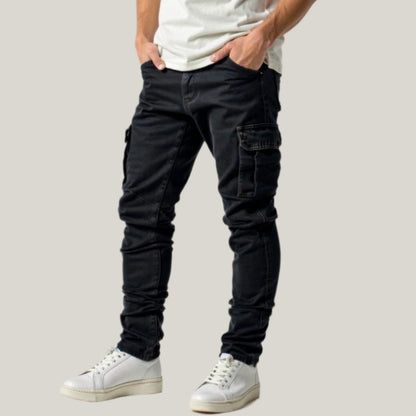 Men's Cargo Jeans - Stretchy Cargo Denim Trousers