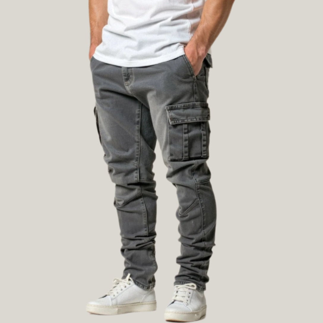 Men's Cargo Jeans - Stretchy Cargo Denim Trousers