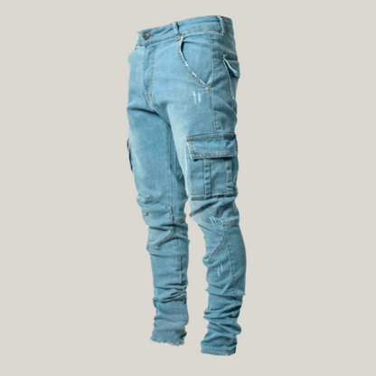 Men's Cargo Jeans - Stretchy Cargo Denim Trousers