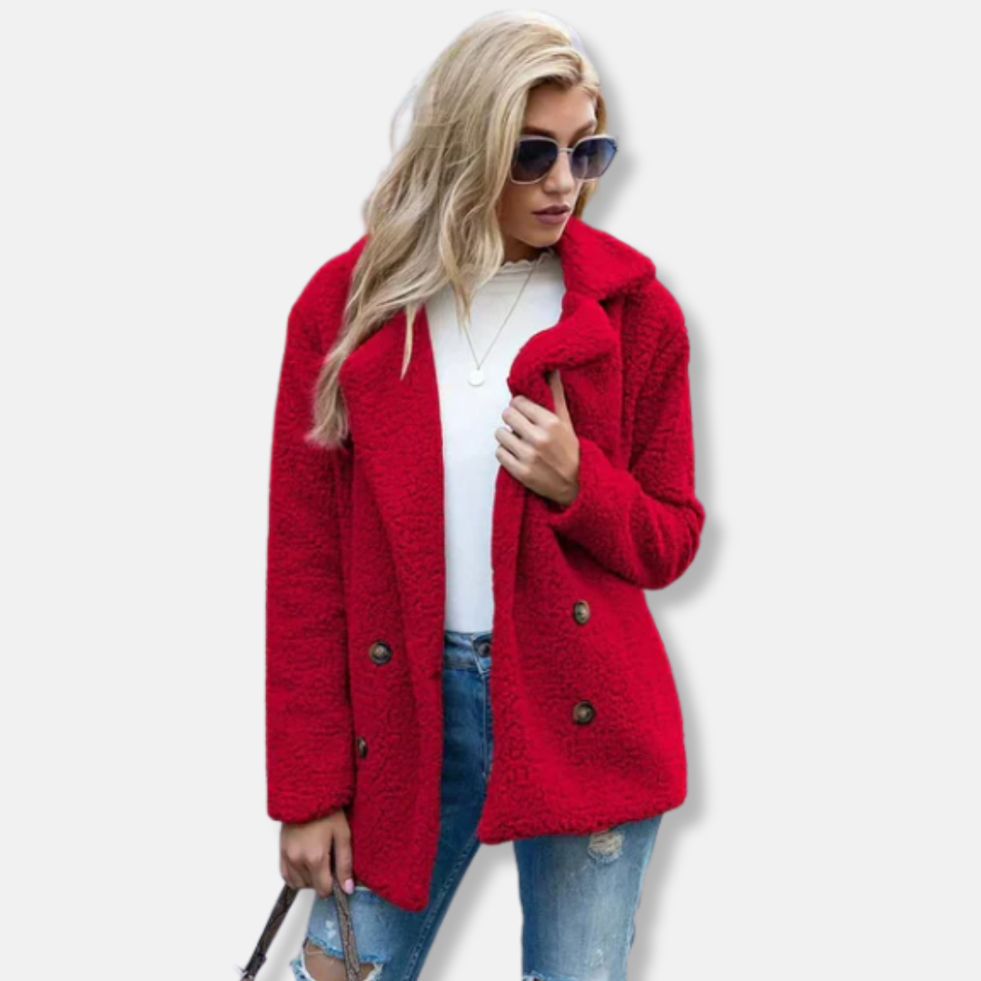 Florence Double-Breasted Jacket | Notched Lapel Hip-Length Jacket