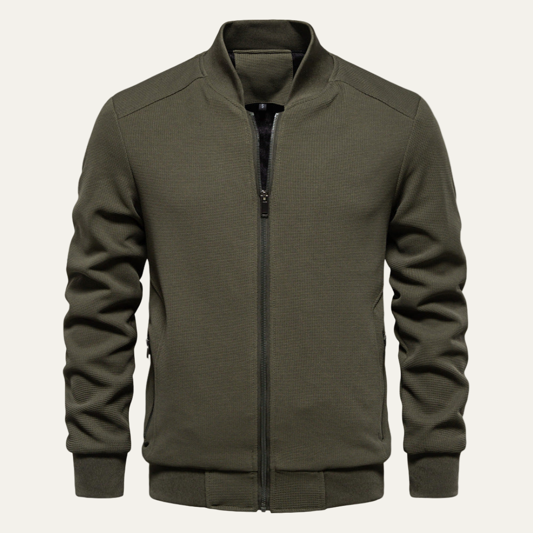 Men’s Lightweight Textured Knit Bomber Jacket