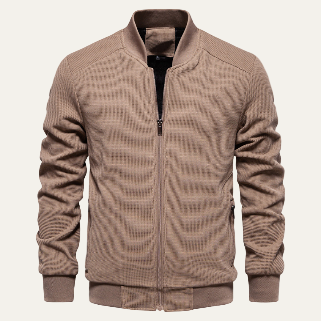 Men’s Lightweight Textured Knit Bomber Jacket