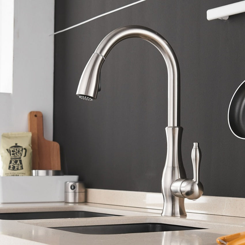 Adjustable Kitchen Faucet - Extendable Spray Nozzle - BritishElegance
