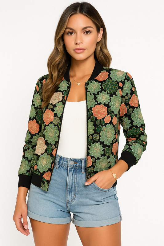 RetroVibe – Women’s Bomber Jacket
