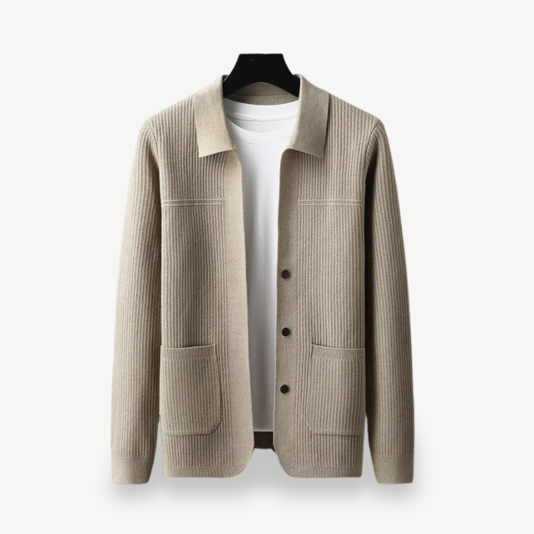Ribbed Knit Cardigan for Men