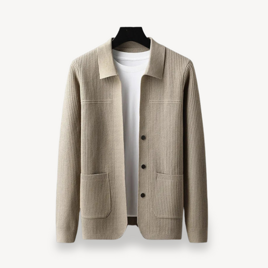 Ribbed Knit Cardigan for Men