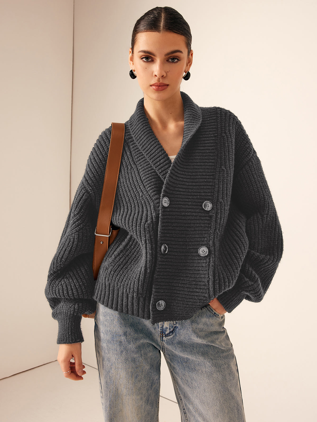 Cecelia | Ribbed Lapel Button Knit Jacket