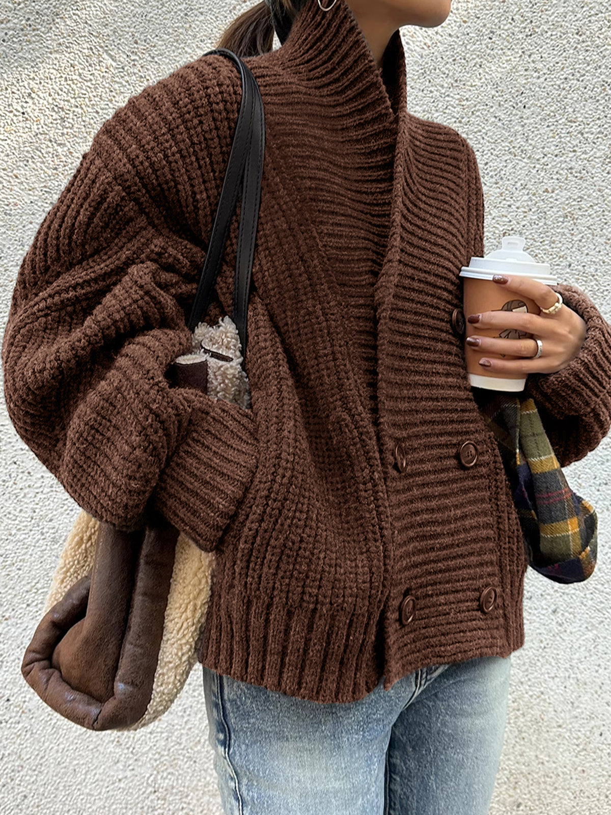 Cecelia | Ribbed Lapel Button Knit Jacket