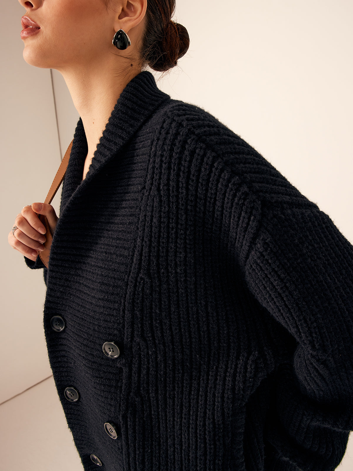 Cecelia | Ribbed Lapel Button Knit Jacket